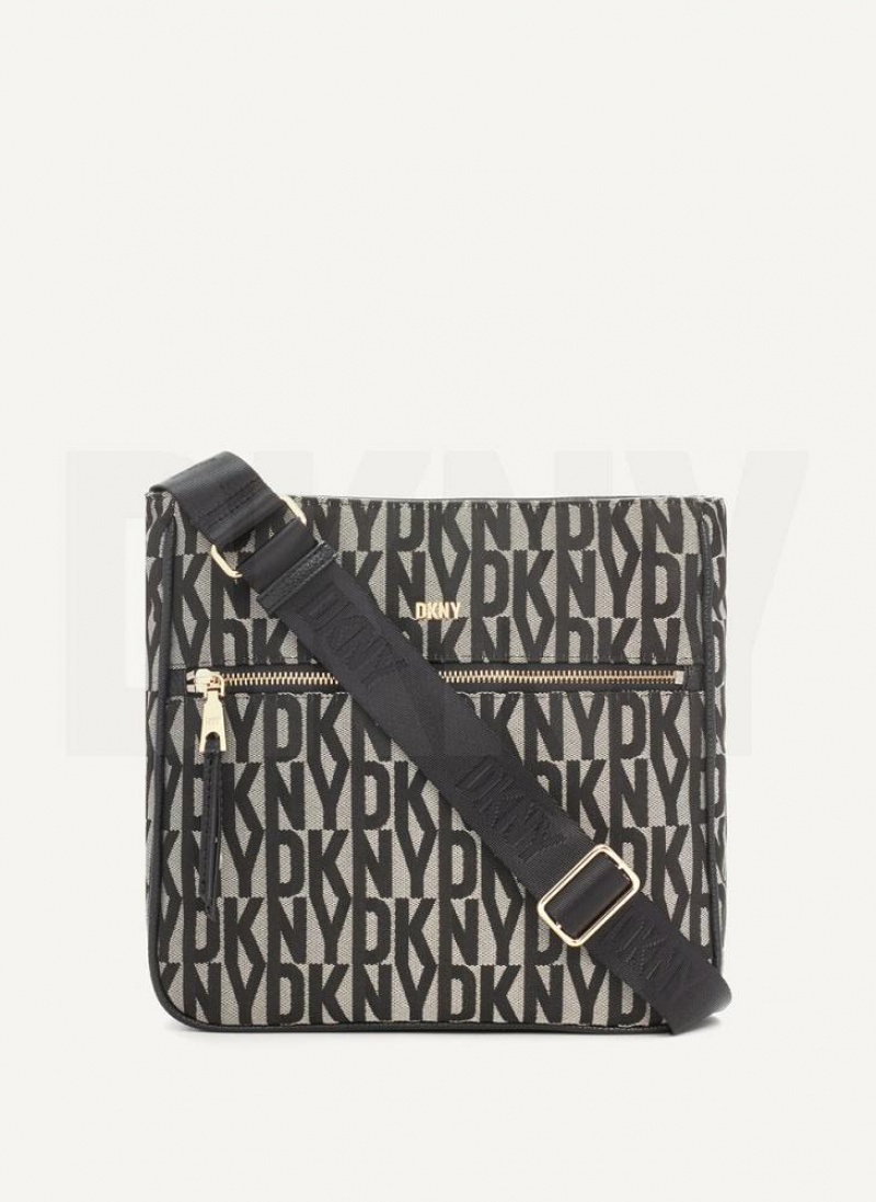 Black DKNY Maxine Messenger Bags Crossbody Bags | USA-D1688