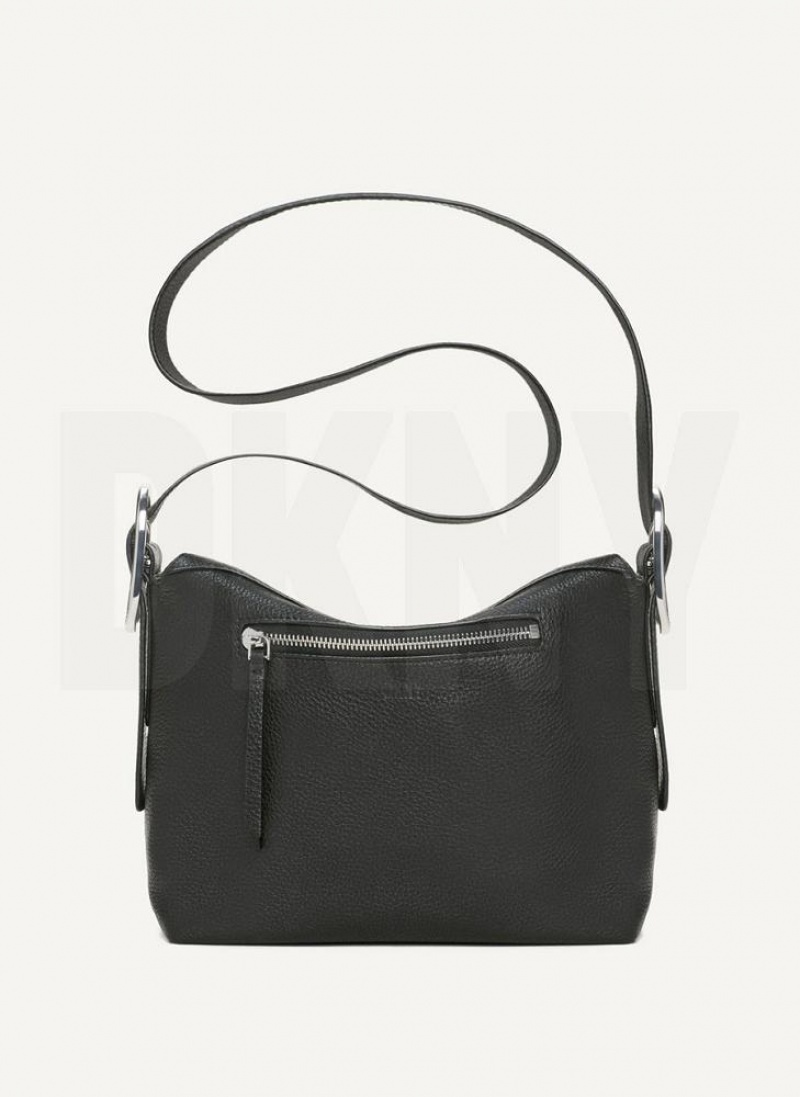 Black DKNY Medium Buckle Bags Crossbody Bags | USA-D0804