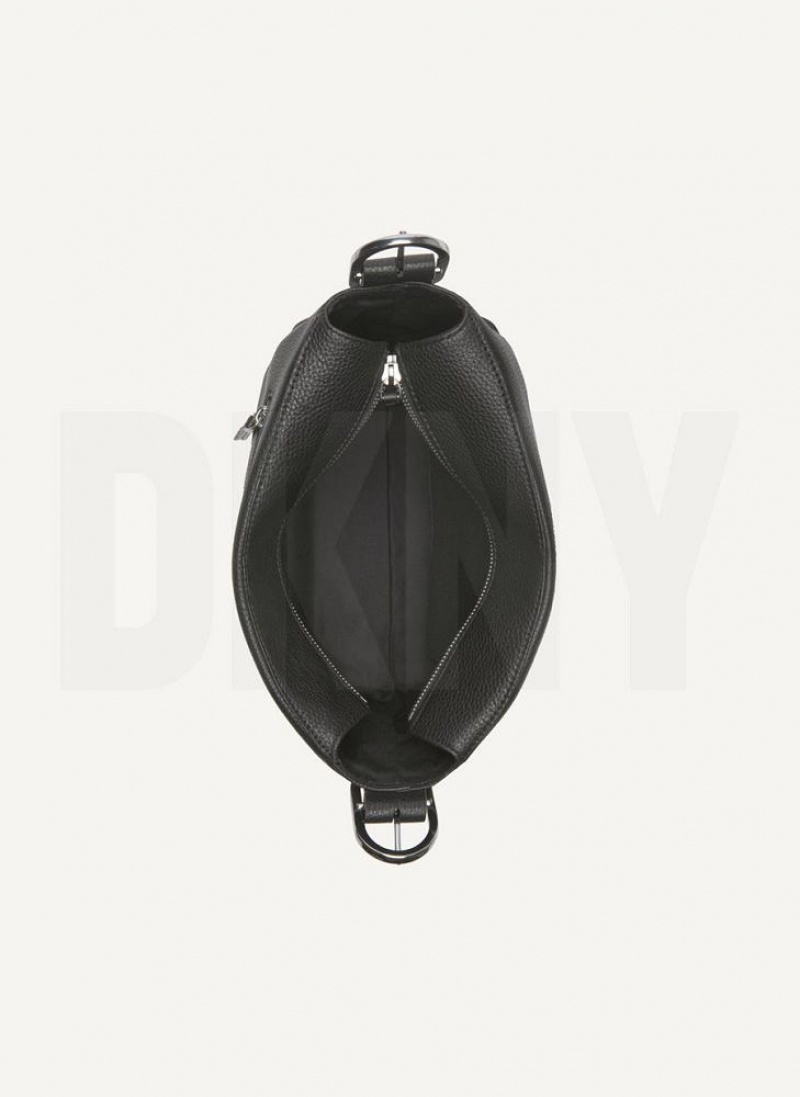 Black DKNY Medium Buckle Bags Crossbody Bags | USA-D0804