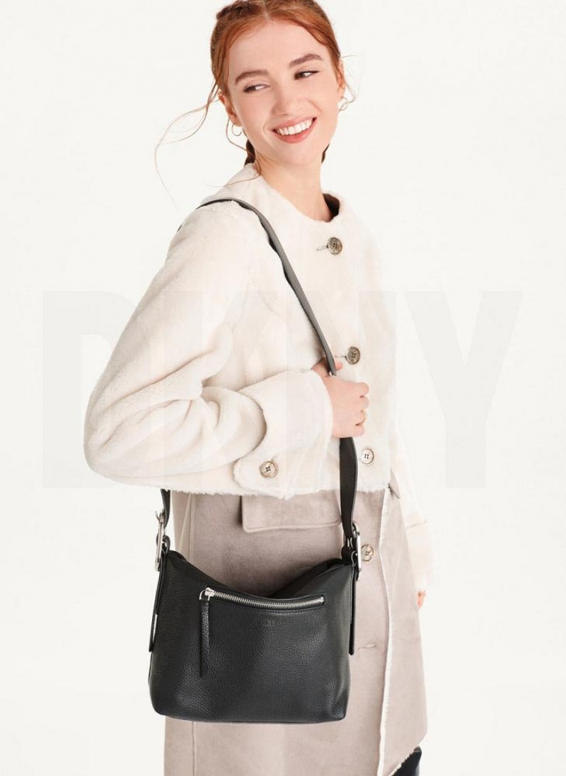 Black DKNY Medium Buckle Bags Crossbody Bags | USA-D0804