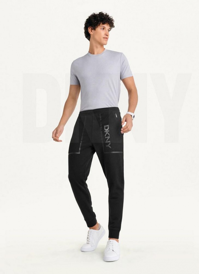 Black DKNY Mesh Pocket Logo Men's Pants | USA-D0581