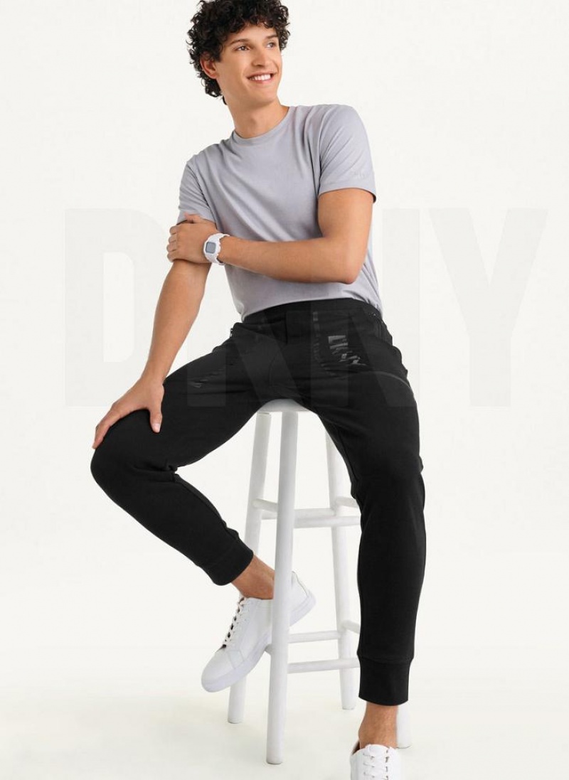 Black DKNY Mesh Pocket Logo Men's Pants | USA-D0581