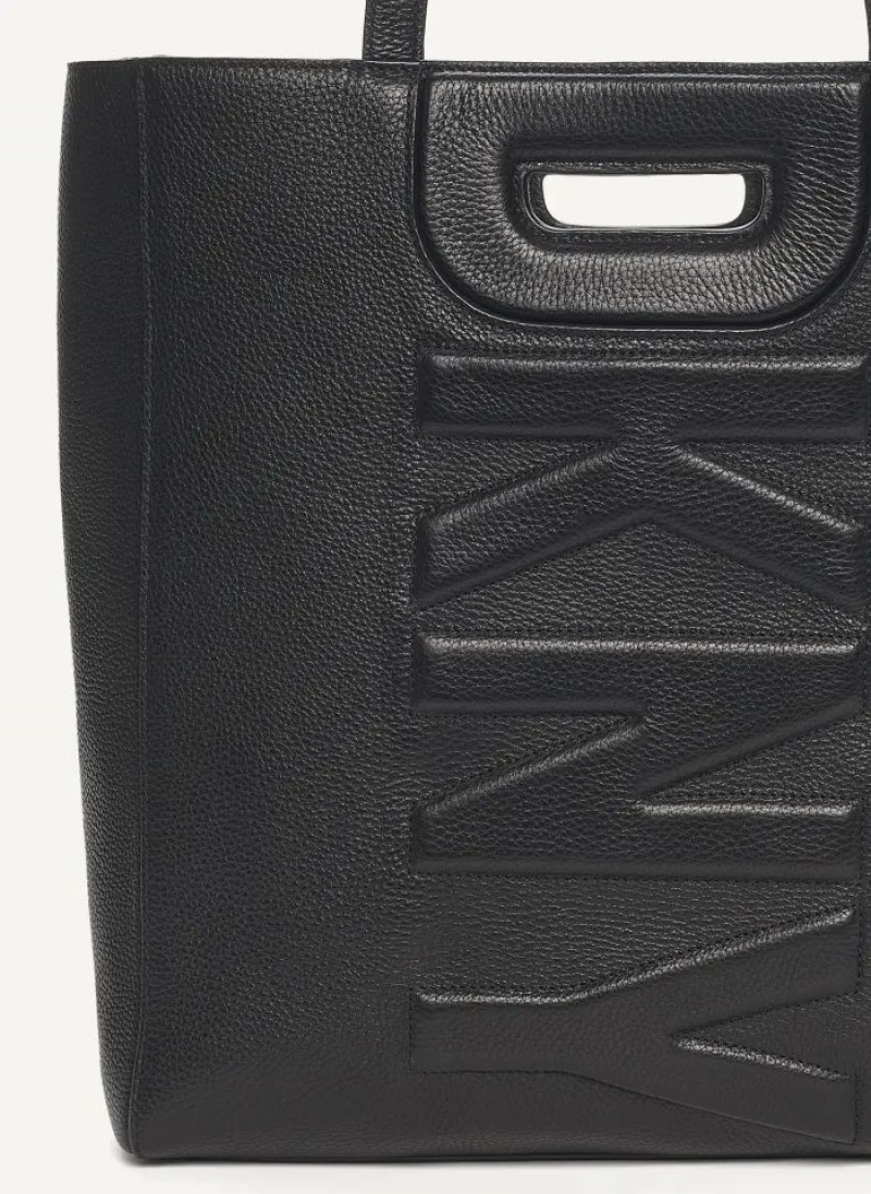 Black DKNY Metro Leather Editorial Bags Tote Bags | USA-D0194