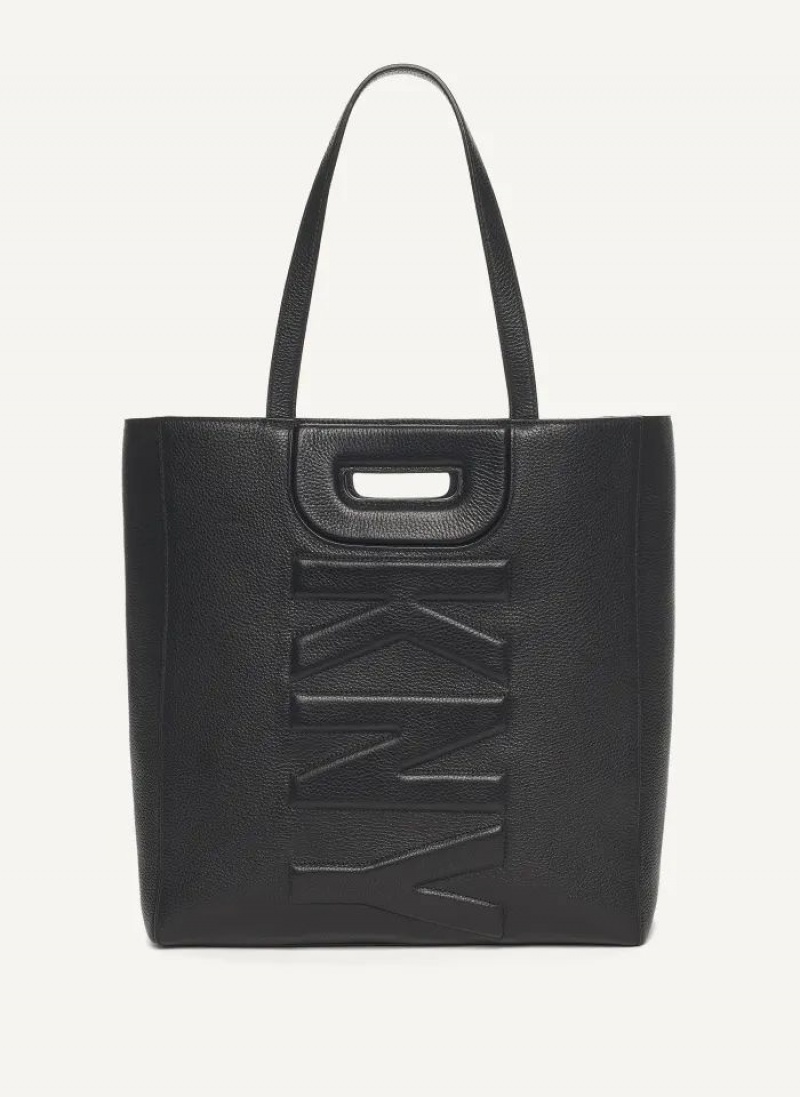 Black DKNY Metro Leather Editorial Bags Tote Bags | USA-D0194