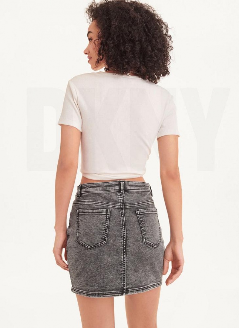 Black DKNY Micro Mini Denim Women's Skirts | USA-D1476