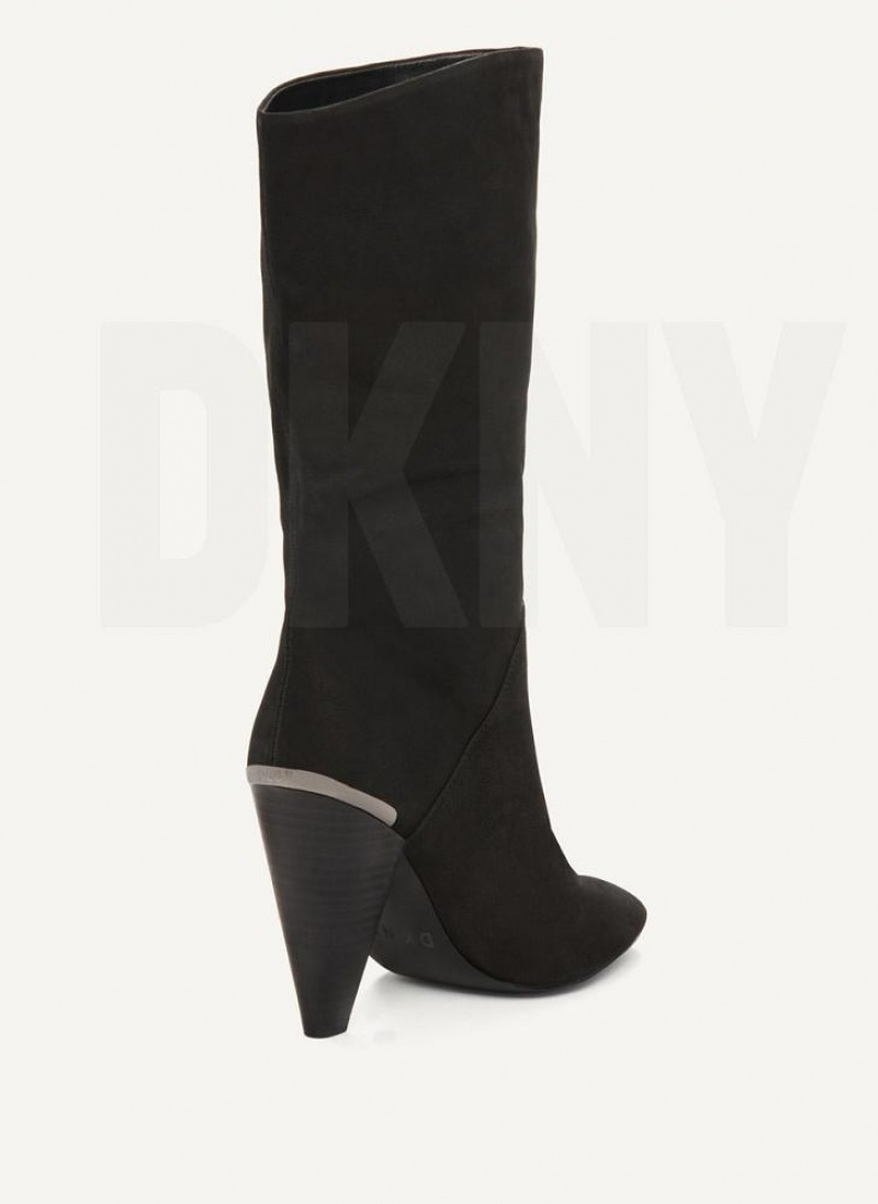 Black DKNY Mid Slouchy Shoes Boots | USA-D0643