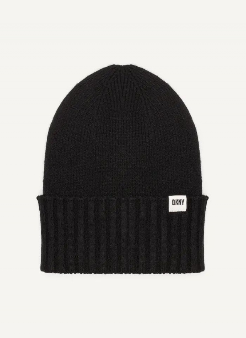 Black DKNY Mixed Gauges Women's Hats | USA-D1827