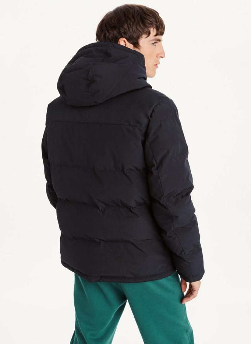 Black DKNY Mixed Media Classic Men's Puffer Jacket | USA-D1255