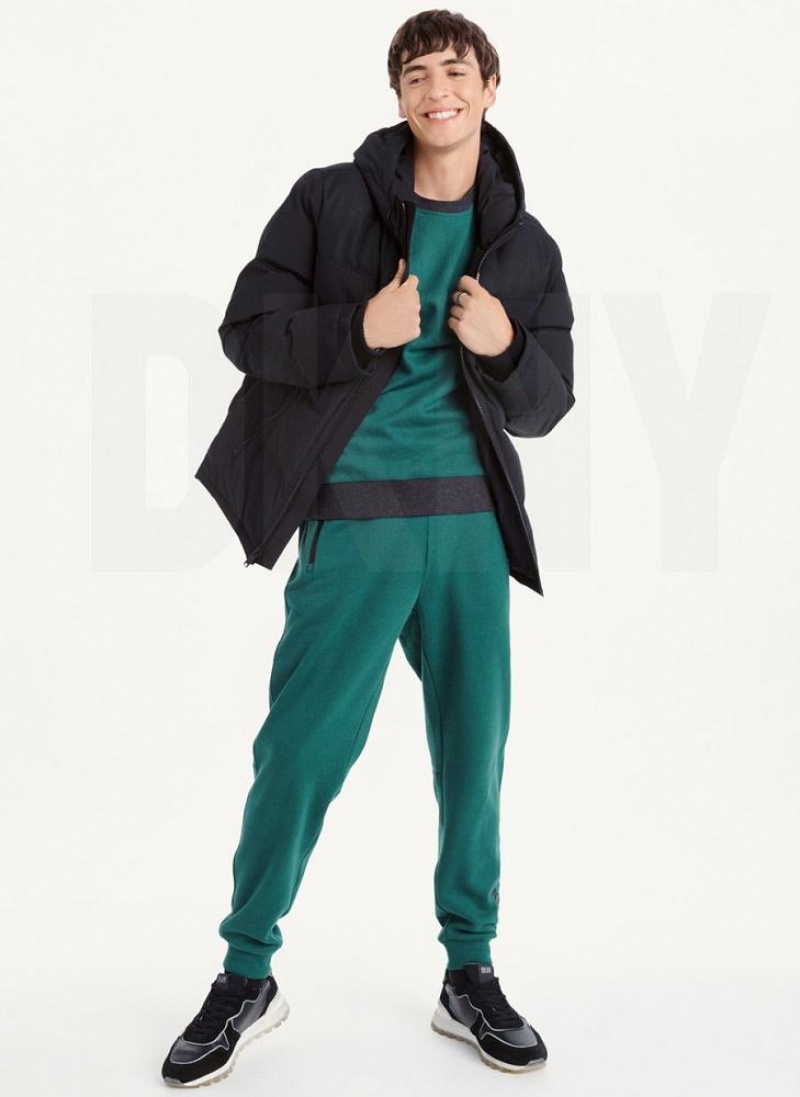 Black DKNY Mixed Media Classic Men's Puffer Jacket | USA-D1255