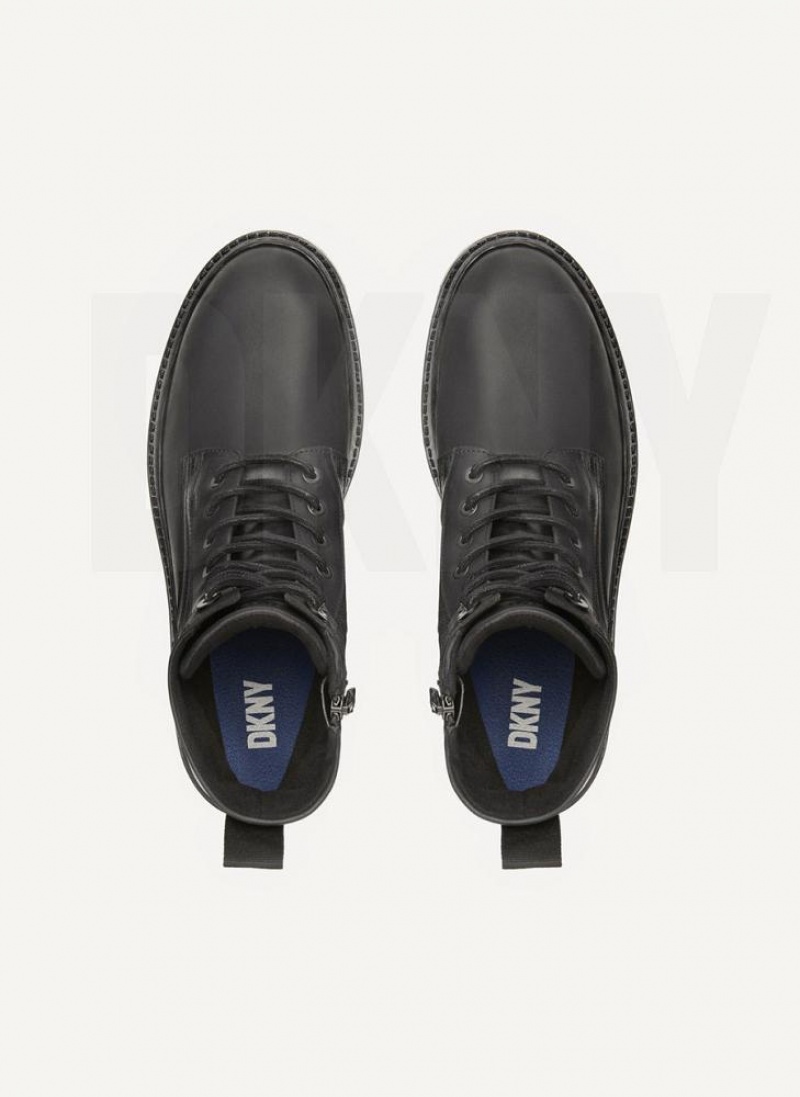 Black DKNY Mixed Media Men's Boots | USA-D0460
