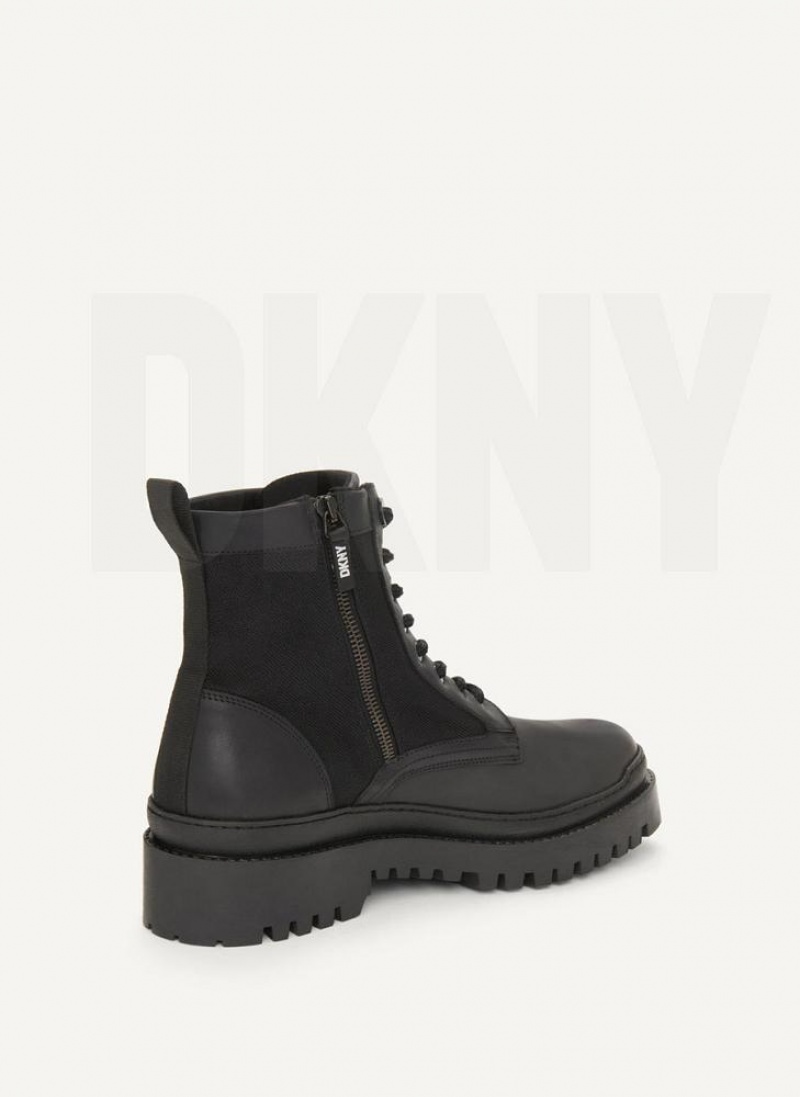 Black DKNY Mixed Media Men's Boots | USA-D0460