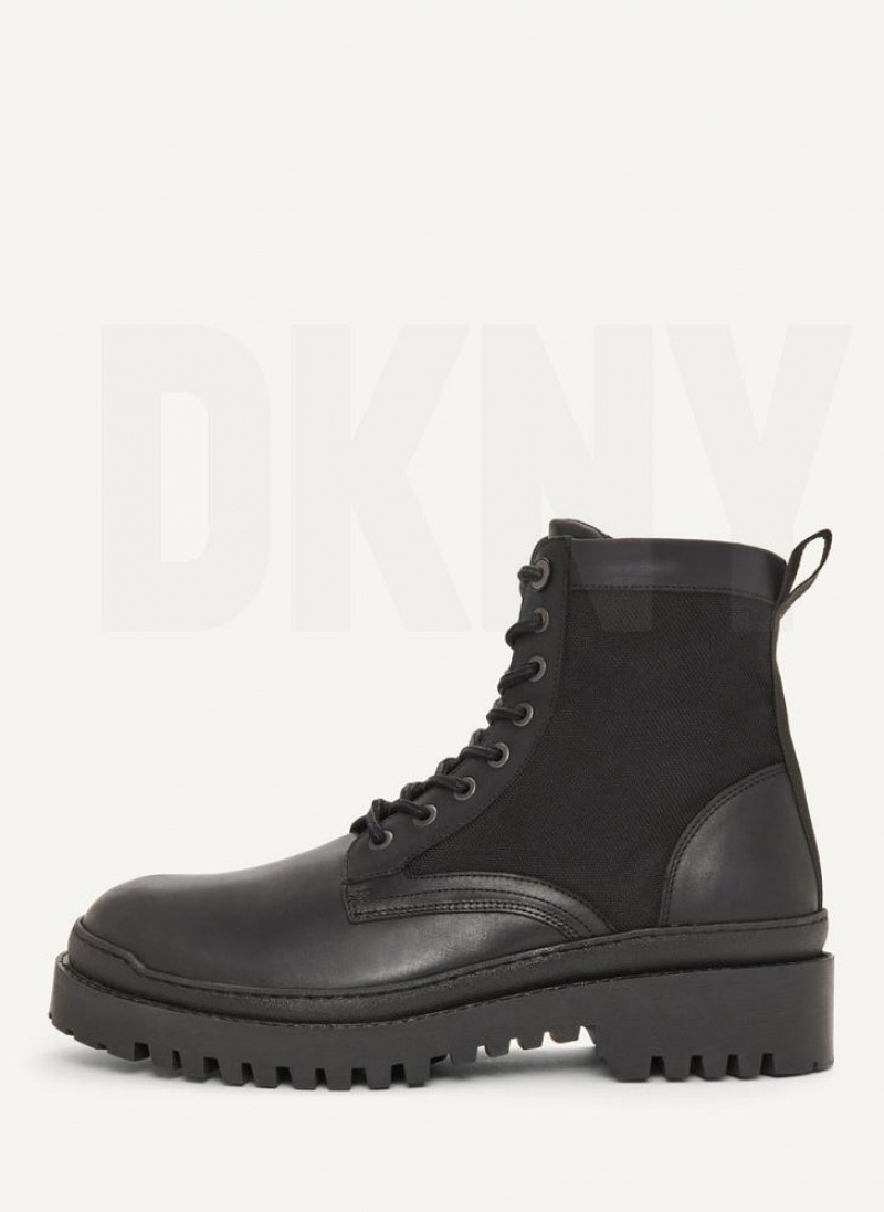 Black DKNY Mixed Media Men\'s Boots | USA-D0460