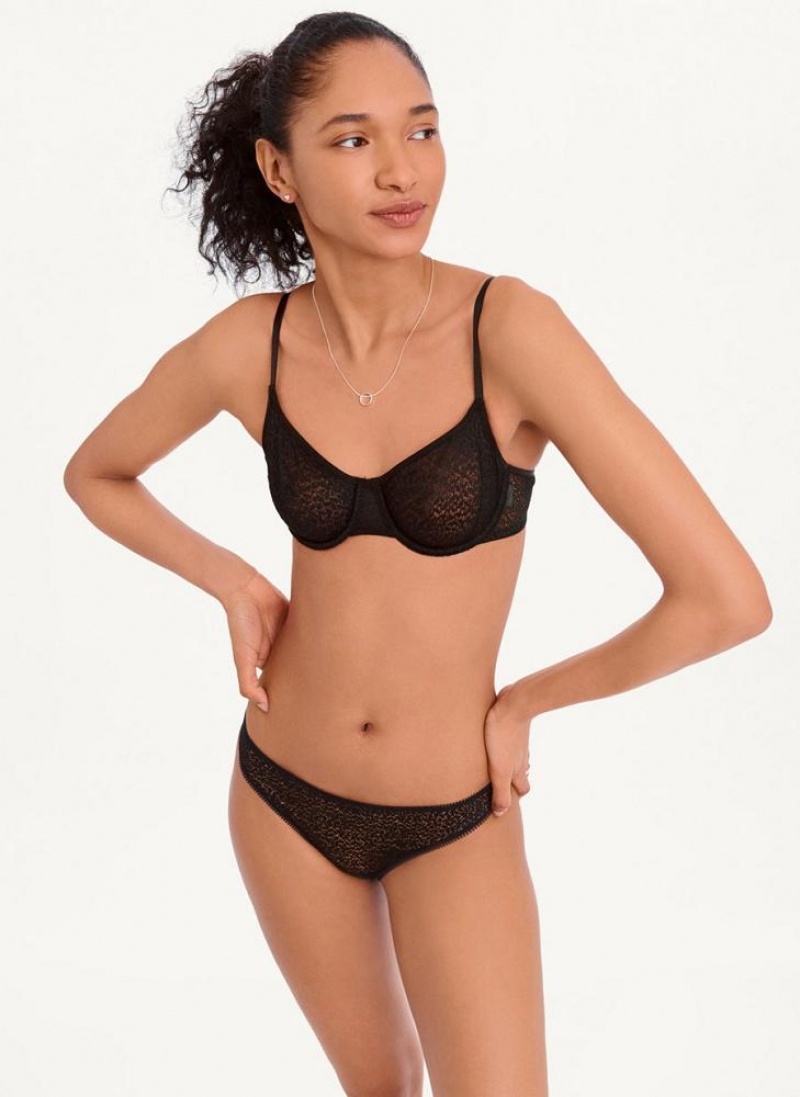 Black DKNY Modern Lace Demi Women's Bras | USA-D0742