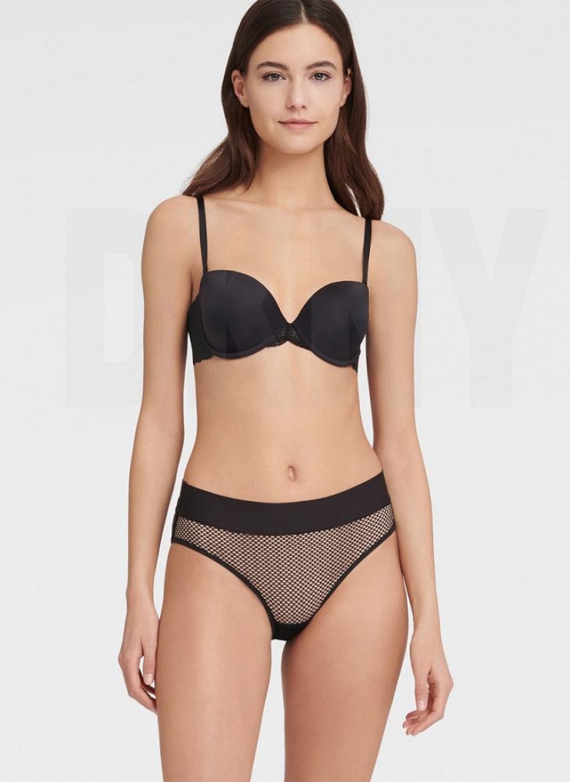 Black DKNY Modern Lace Strapless Women's Bras | USA-D1411