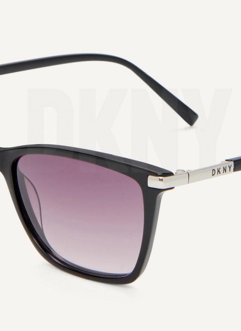 Black DKNY Modified Modern Rectangle Women's Sunglasses | USA-D0594