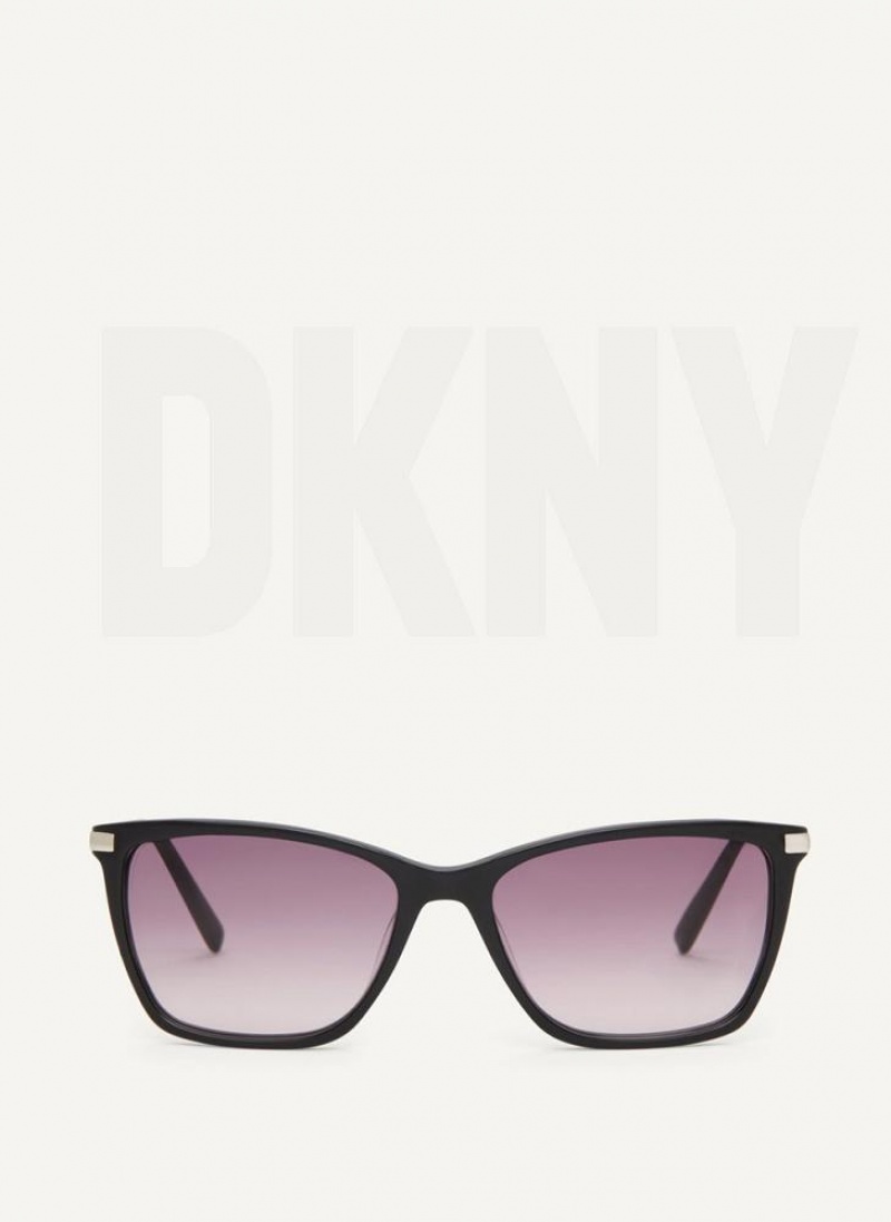 Black DKNY Modified Modern Rectangle Women\'s Sunglasses | USA-D0594