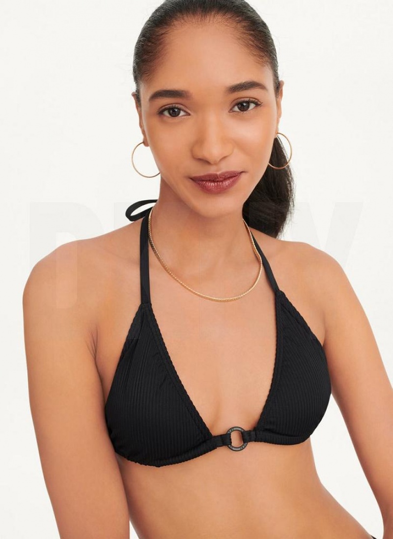 Black DKNY Multi-Wear Triangle Women\'s Bikini Top | USA-D1278