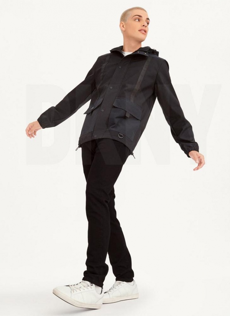 Black DKNY Multi Pocket Men's Jackets | USA-D0566