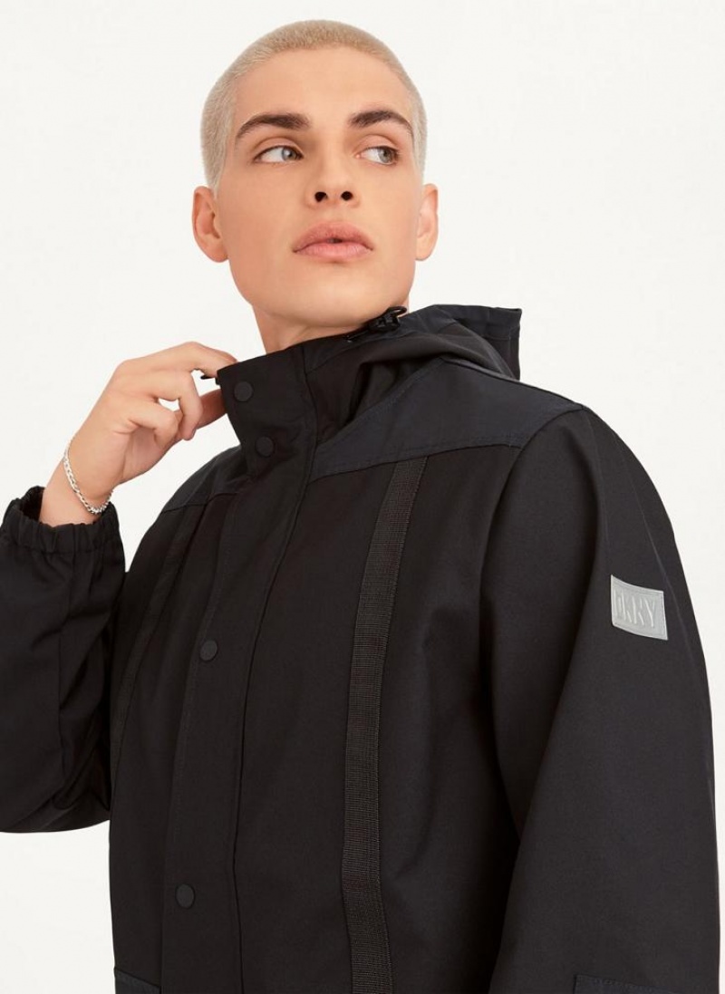 Black DKNY Multi Pocket Men's Jackets | USA-D0566