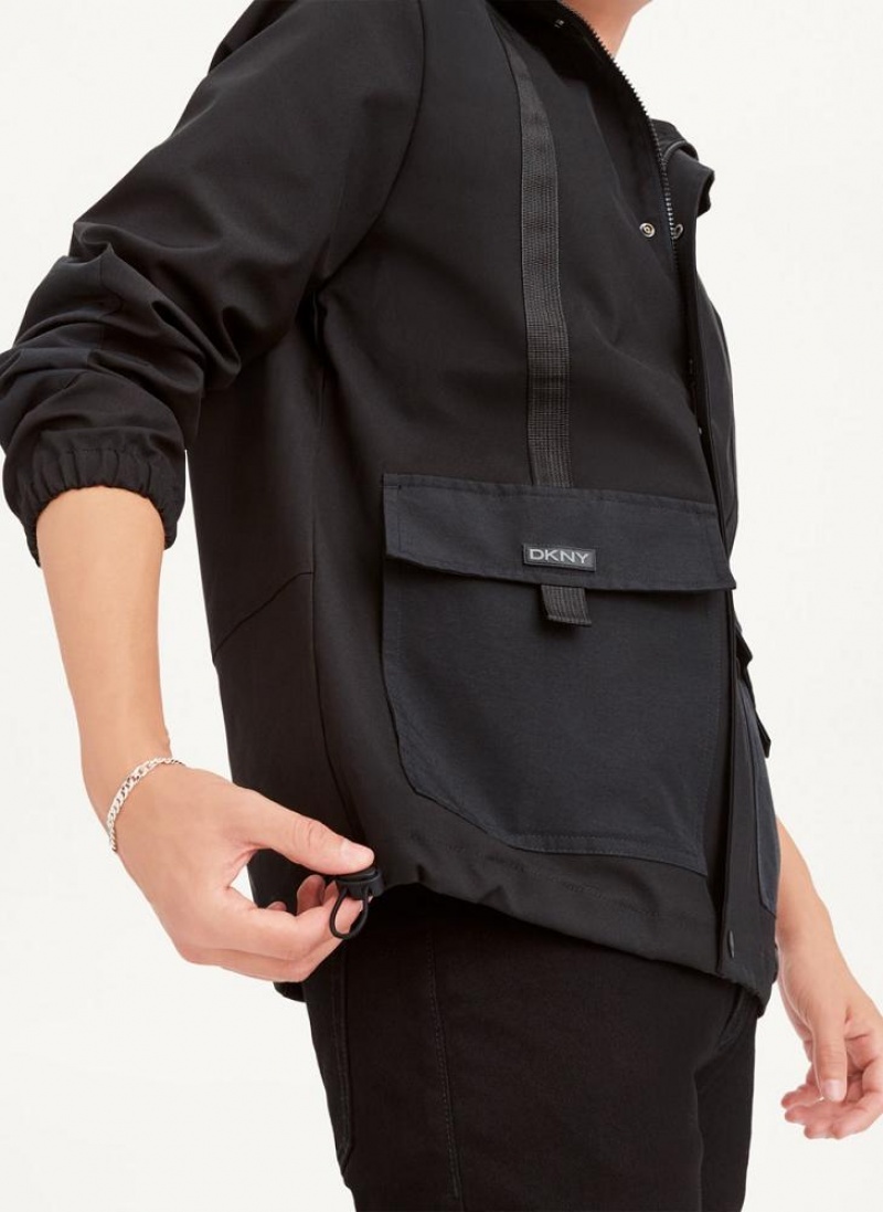 Black DKNY Multi Pocket Men's Jackets | USA-D0566