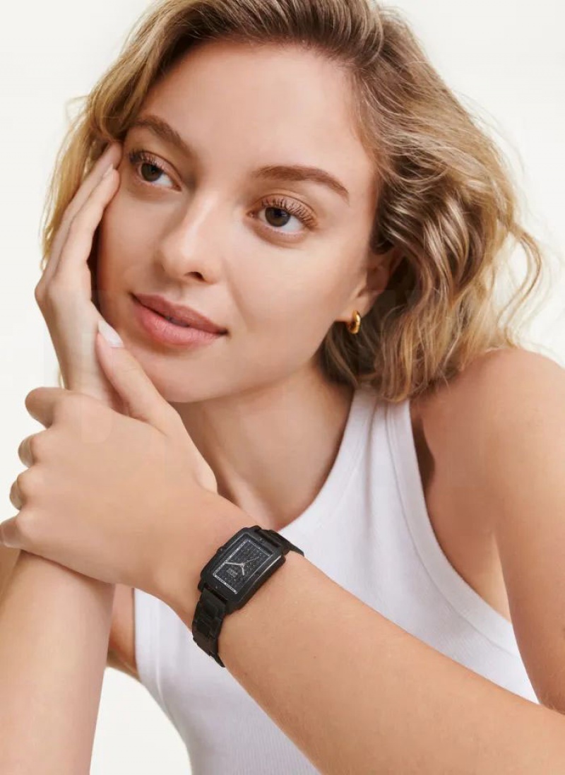 Black DKNY New Rectangle Platform Women's Watches | USA-D1841
