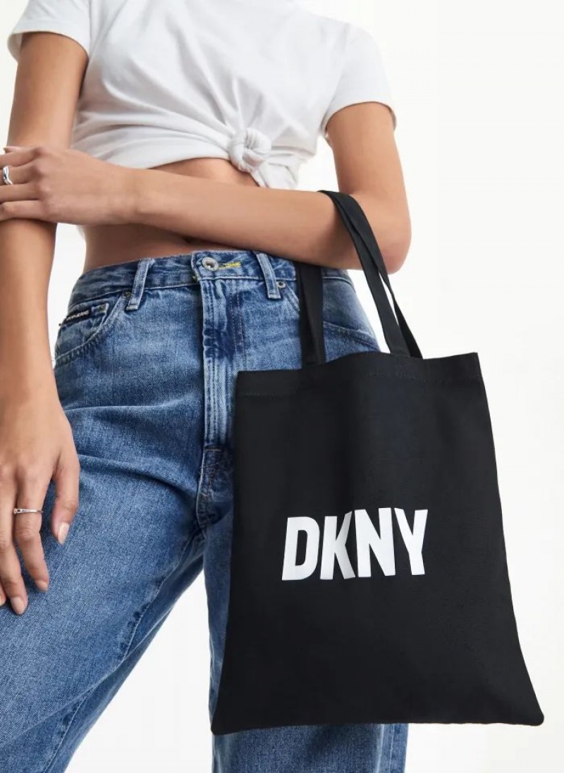 Black DKNY Noun New York Illustrated Bags Tote Bags | USA-D0833
