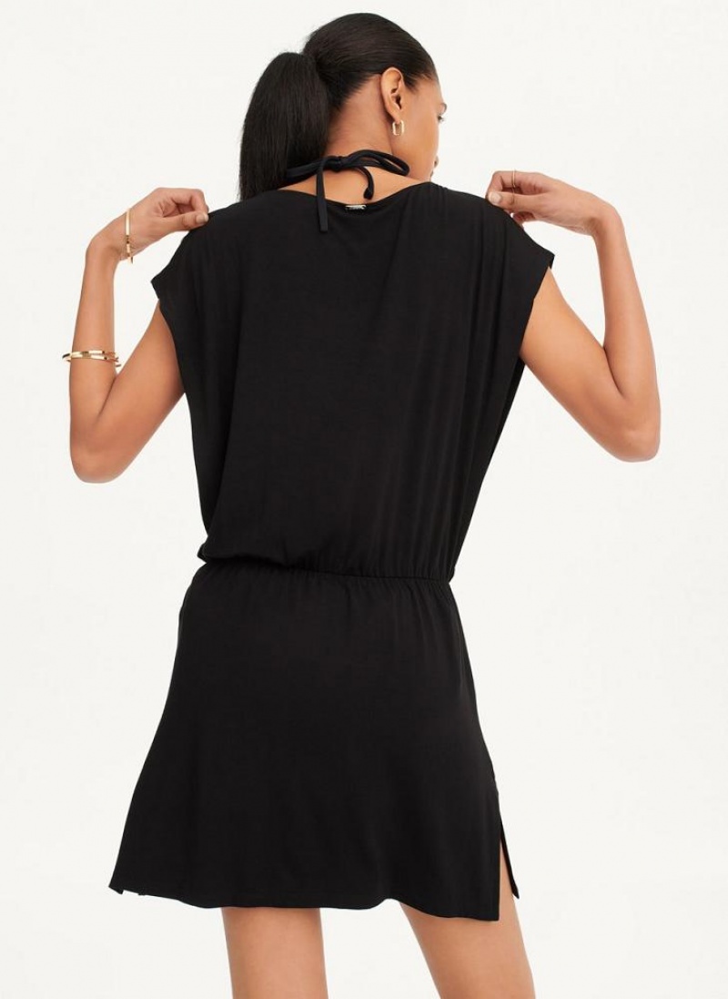 Black DKNY Open Side Tunic Women's Swimsuits | USA-D0429