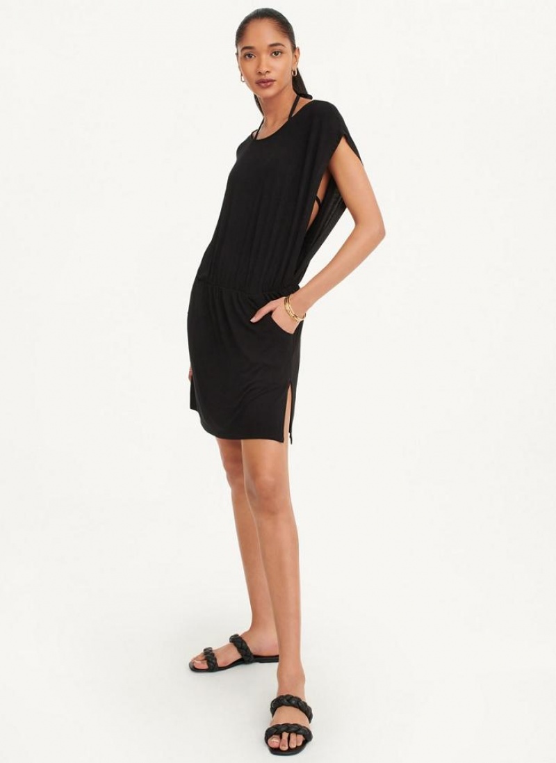 Black DKNY Open Side Tunic Women's Swimsuits | USA-D0429