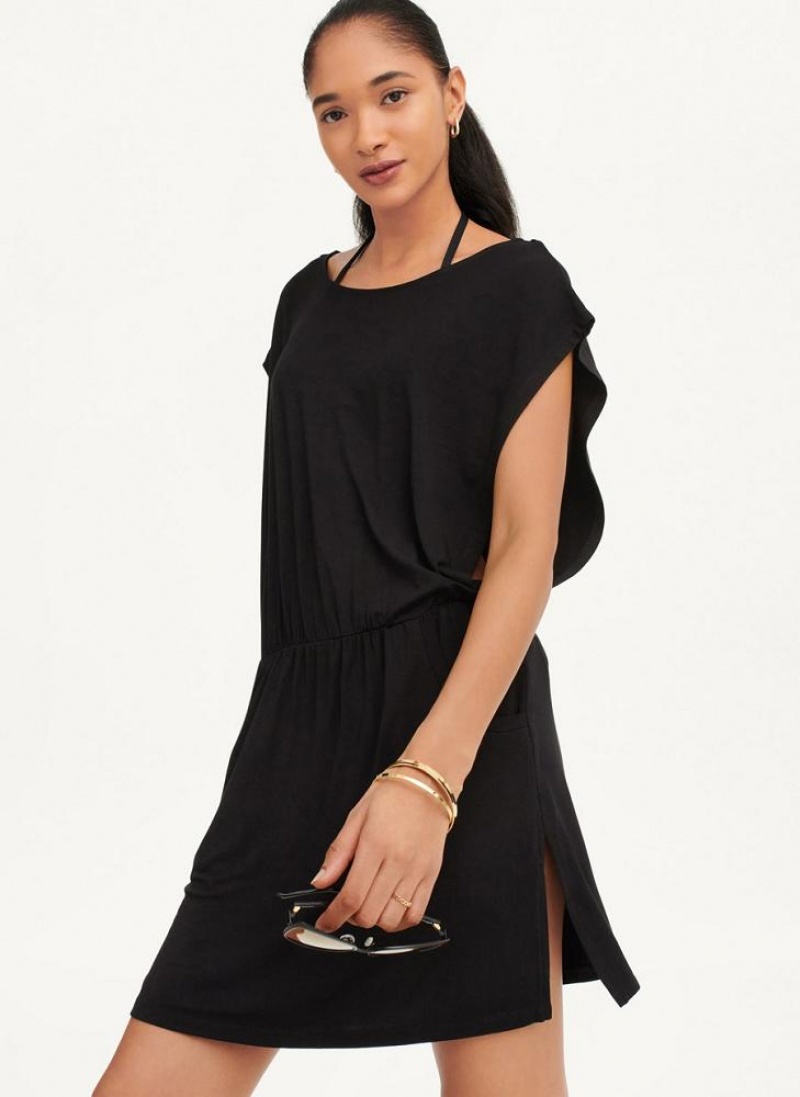 Black DKNY Open Side Tunic Women\'s Swimsuits | USA-D0429