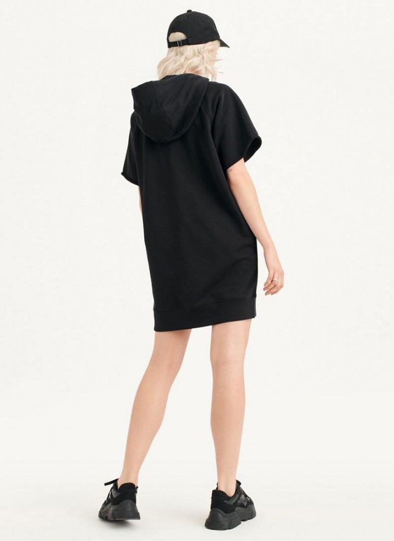 Black DKNY Outline Logo Hooded Sneaker Women's Dresses | USA-D1959