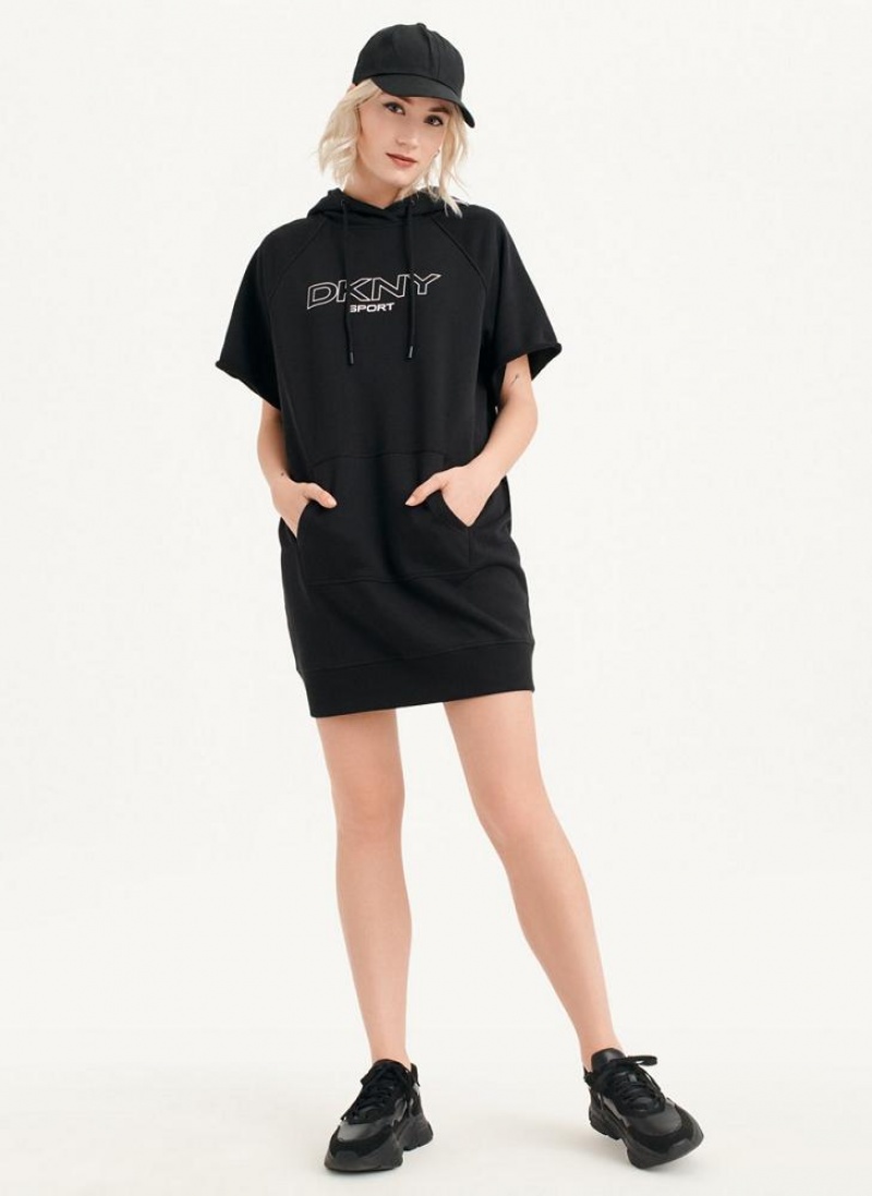 Black DKNY Outline Logo Hooded Sneaker Women's Dresses | USA-D1959