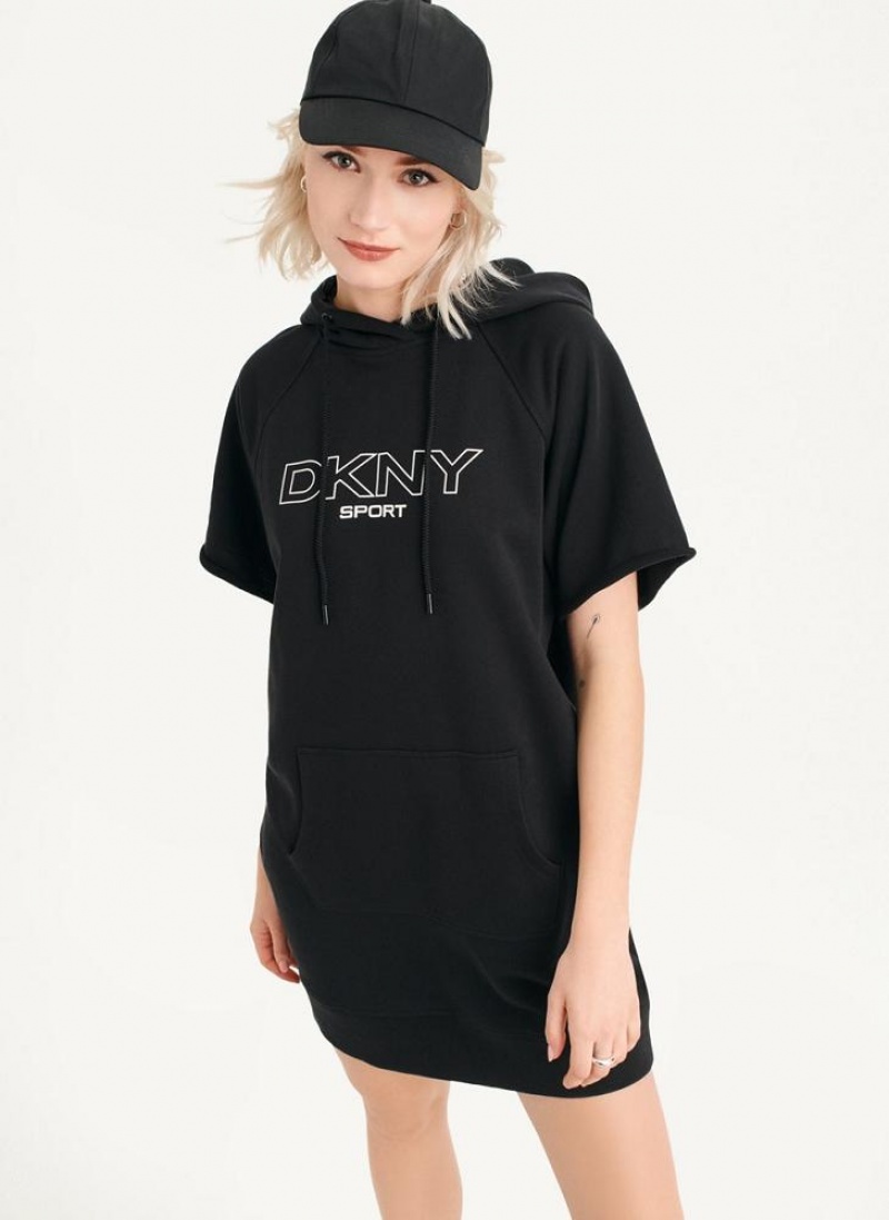 Black DKNY Outline Logo Hooded Sneaker Women's Dresses | USA-D1959