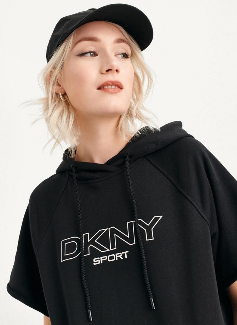 Black DKNY Outline Logo Hooded Sneaker Women's Dresses | USA-D1959