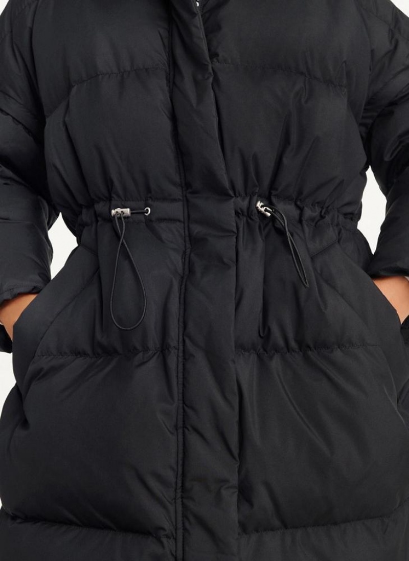 Black DKNY Oversized Puffer With Zip Sleeves Women's Coats | USA-D1719