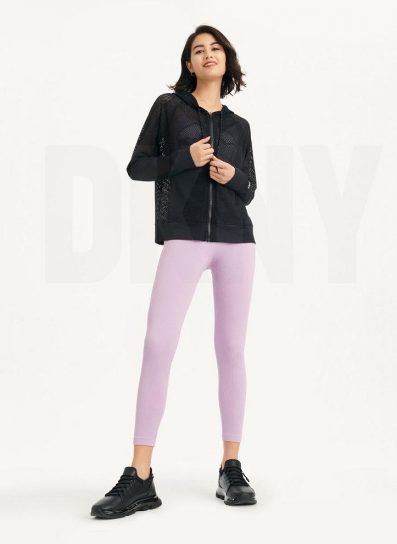 Black DKNY Ozone Mesh Relaxed Full Zip Women's Jackets | USA-D0752