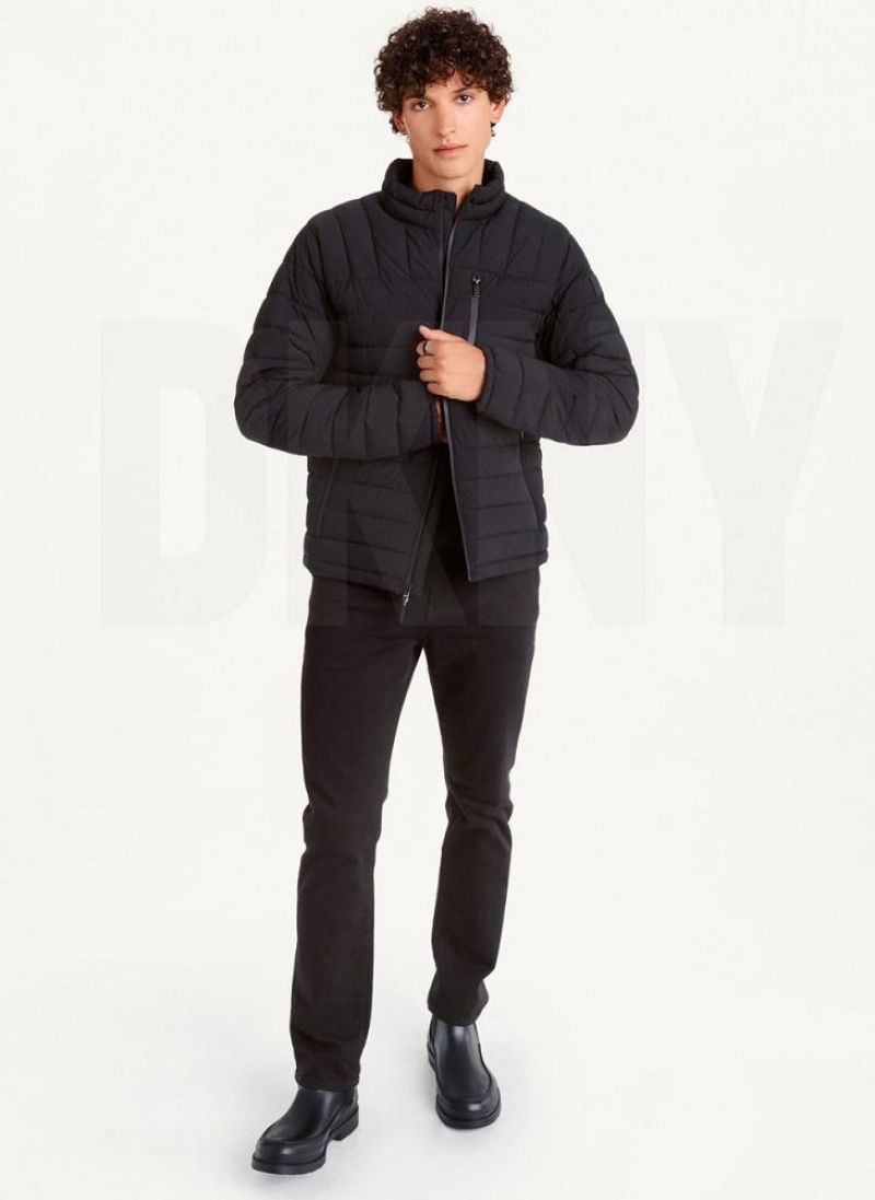 Black DKNY Packable Men's Puffer Jacket | USA-D1711