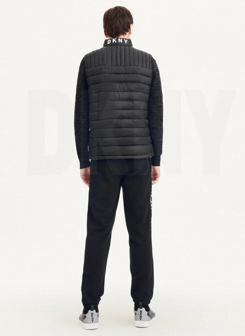 Black DKNY Packable Quilted Vest Men's Jackets | USA-D1766
