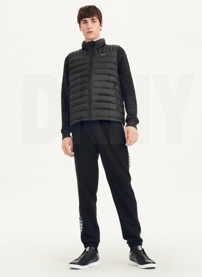 Black DKNY Packable Quilted Vest Men's Jackets | USA-D1766
