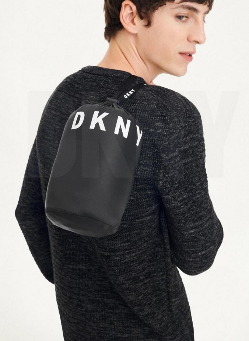 Black DKNY Packable Quilted Vest Men's Jackets | USA-D1766