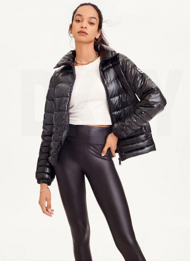 Black DKNY Packable Ripstop Women's Puffer Jacket | USA-D0249