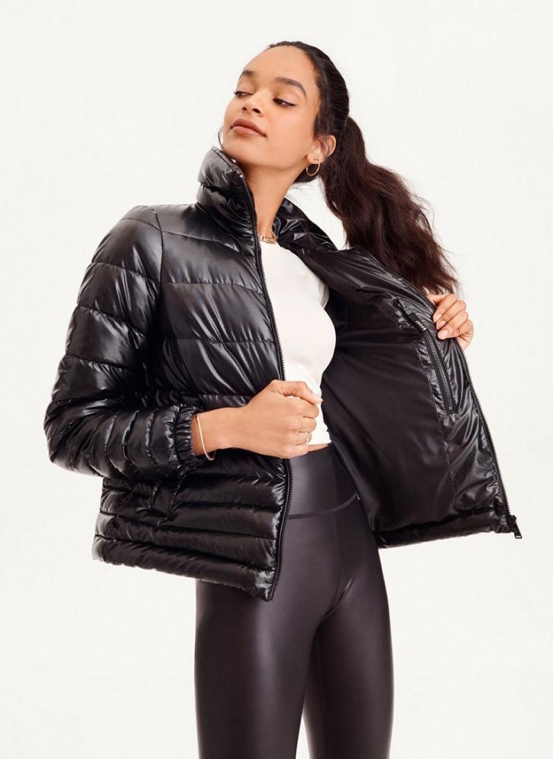 Black DKNY Packable Ripstop Women's Puffer Jacket | USA-D0249