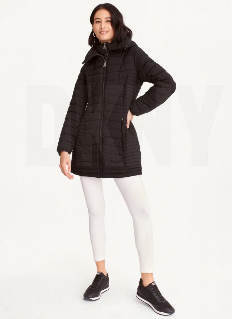 Black DKNY Packable Vestie Walker Women's Coats | USA-D1925