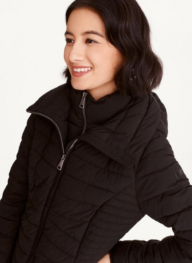 Black DKNY Packable Vestie Walker Women's Coats | USA-D1925