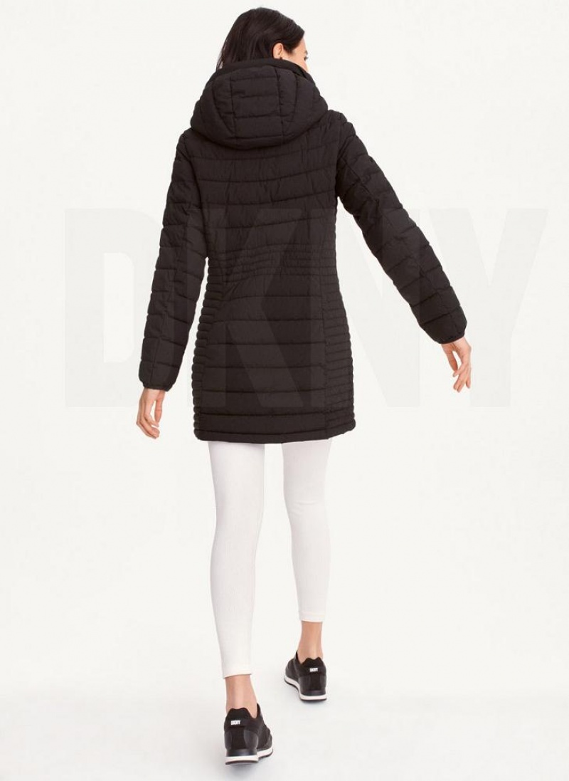 Black DKNY Packable Vestie Walker Women's Coats | USA-D1925