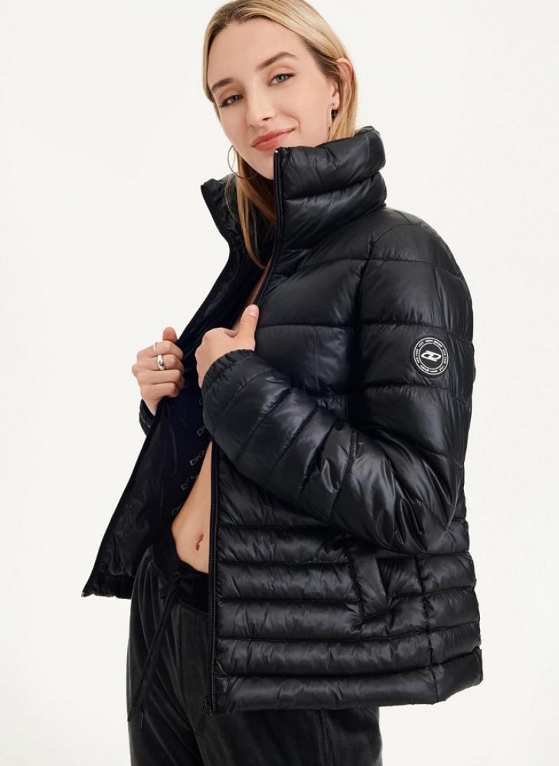 Black DKNY Packable With Bag Women's Puffer Jacket | USA-D1573