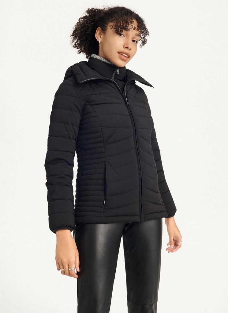 Black DKNY Packable Women's Coats | USA-D0678