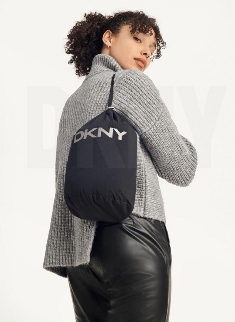 Black DKNY Packable Women's Coats | USA-D0678