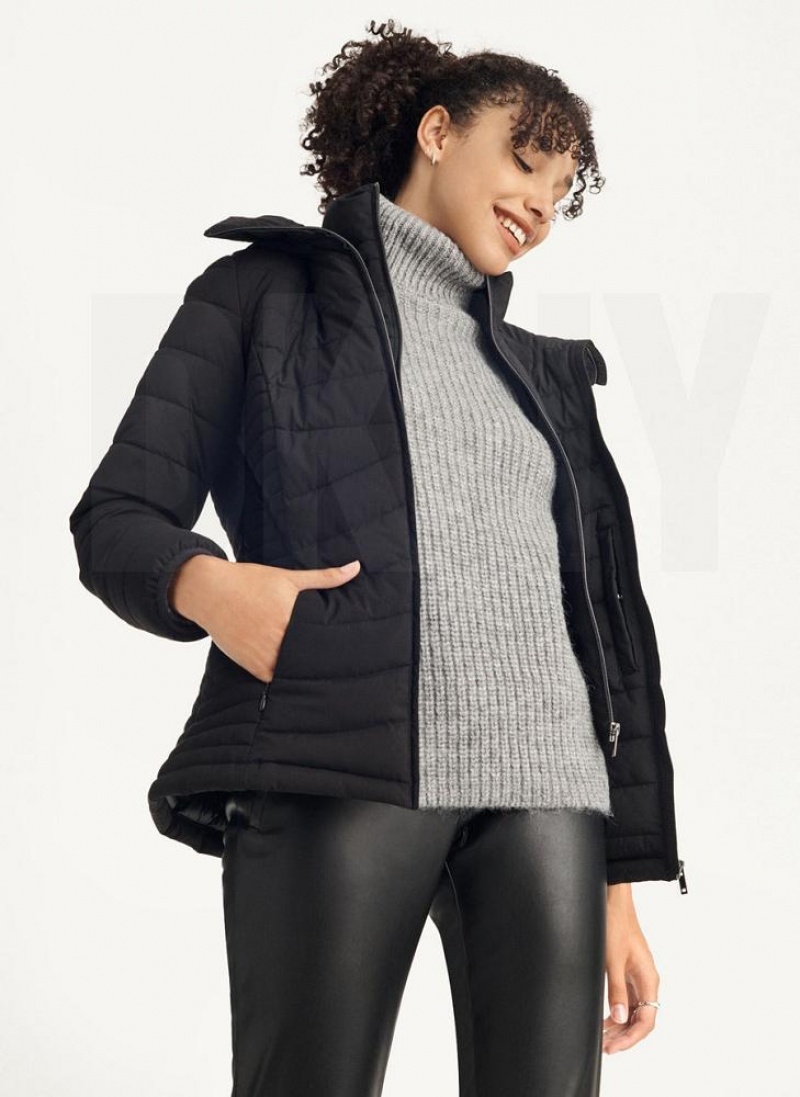 Black DKNY Packable Women\'s Coats | USA-D0678