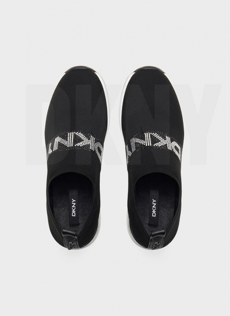 Black DKNY Parks Rhinestone Shoes Wedges | USA-D0808