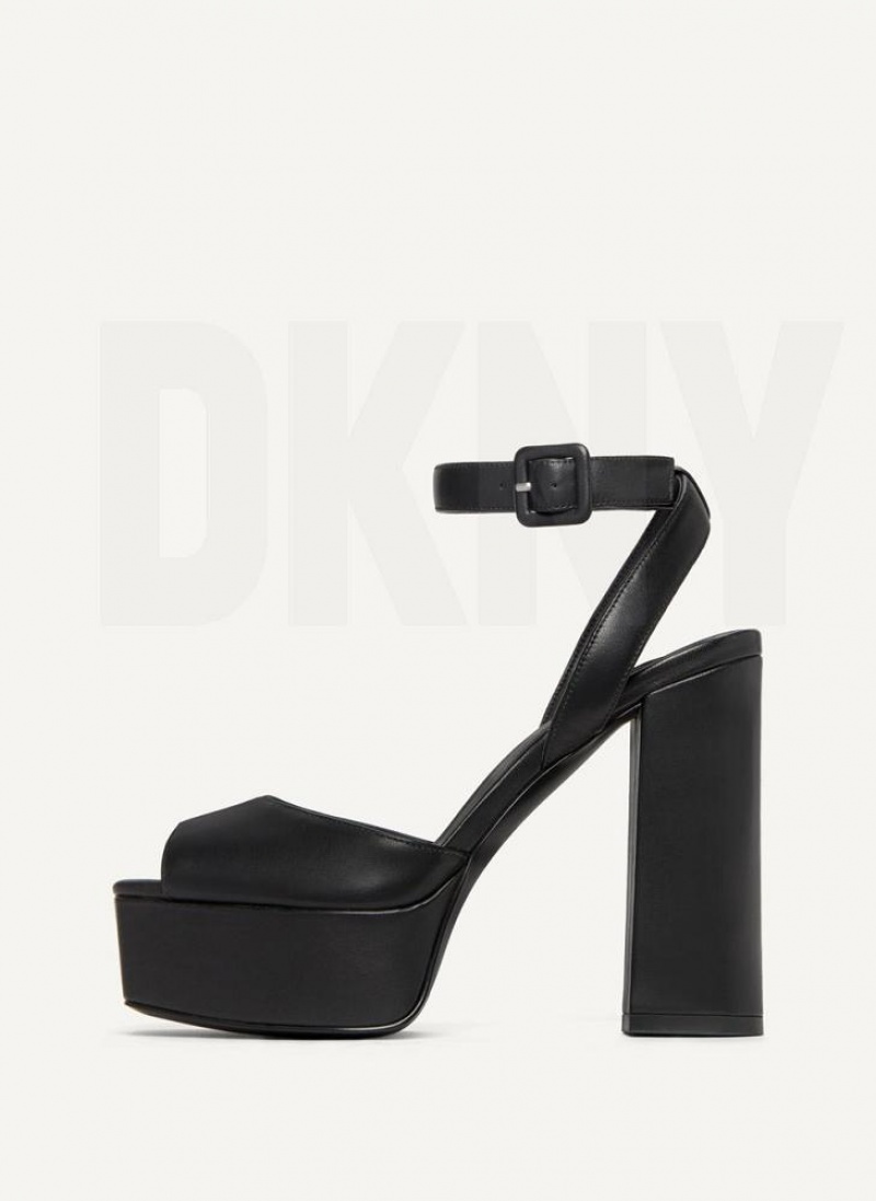Black DKNY Party Platform Shoes Heels | USA-D0910